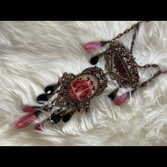 Antique Czecho glass necklace women figures dancing - Picture 2 of 5